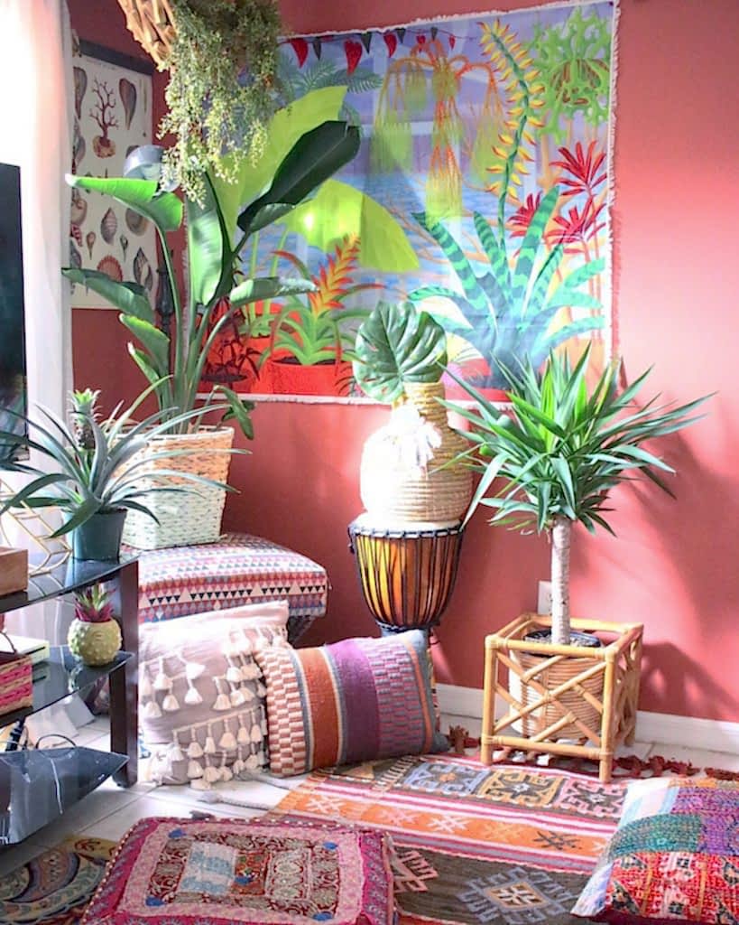 bohemian style colorful living room