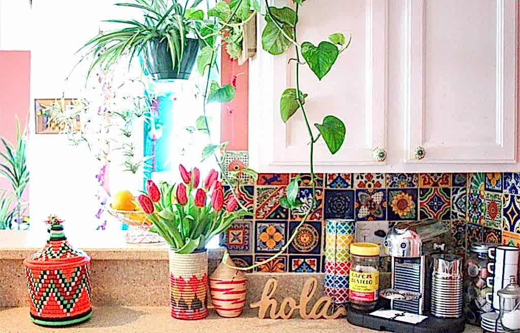 bohemian style kitchen talavera tiles
